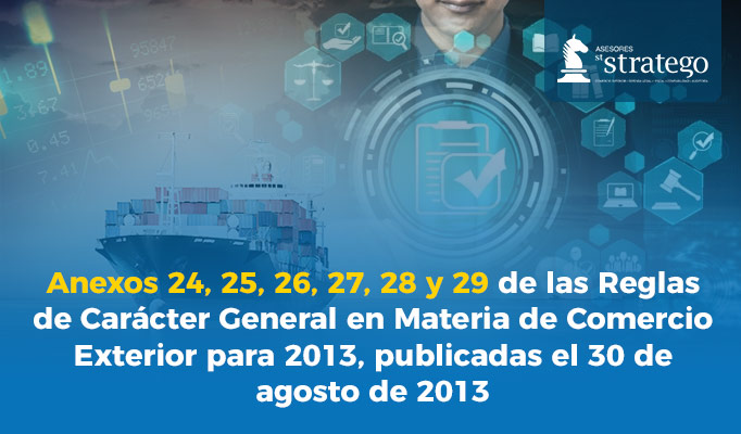 Anexos 24, 25, 26, 27, 28 y 29 de las Reglas de Carácter General en Materia de Comercio Exterior para 2013, publicadas el 30 de agosto de 2013