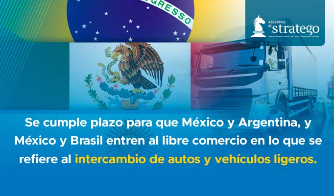 Se cumple plazo para que México y Argentina, y México y Brasil entren al libre comercio en lo que se refiere al intercambio de autos y vehículos ligeros.