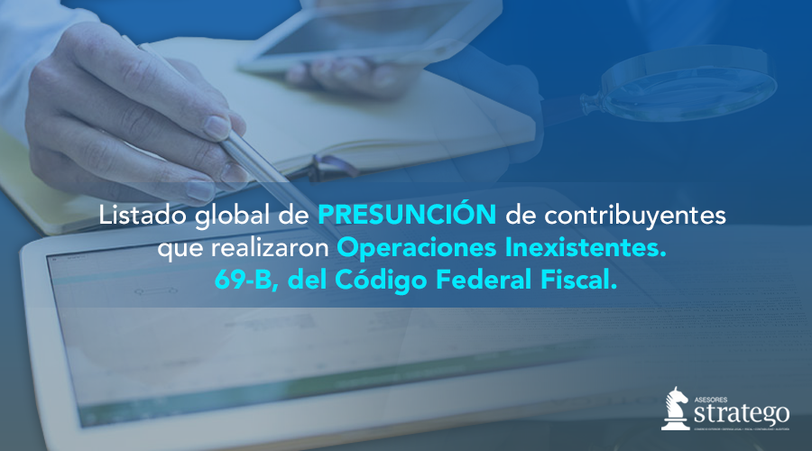 Listado global de PRESUNCIÓN de contribuyentes que realizaron Operaciones Inexistentes. 69-B, del Código Federal Fiscal.