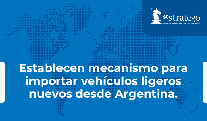 Establecen mecanismo para importar vehículos ligeros nuevos desde Argentina.